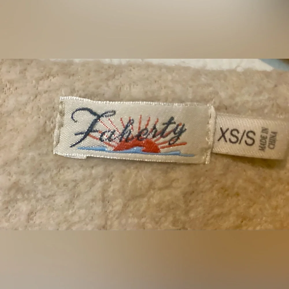 Faherty Park City Oversized Poncho Sweater XS/S Cream Brown Wool Blend Boho Chic - Picture 6 of 7